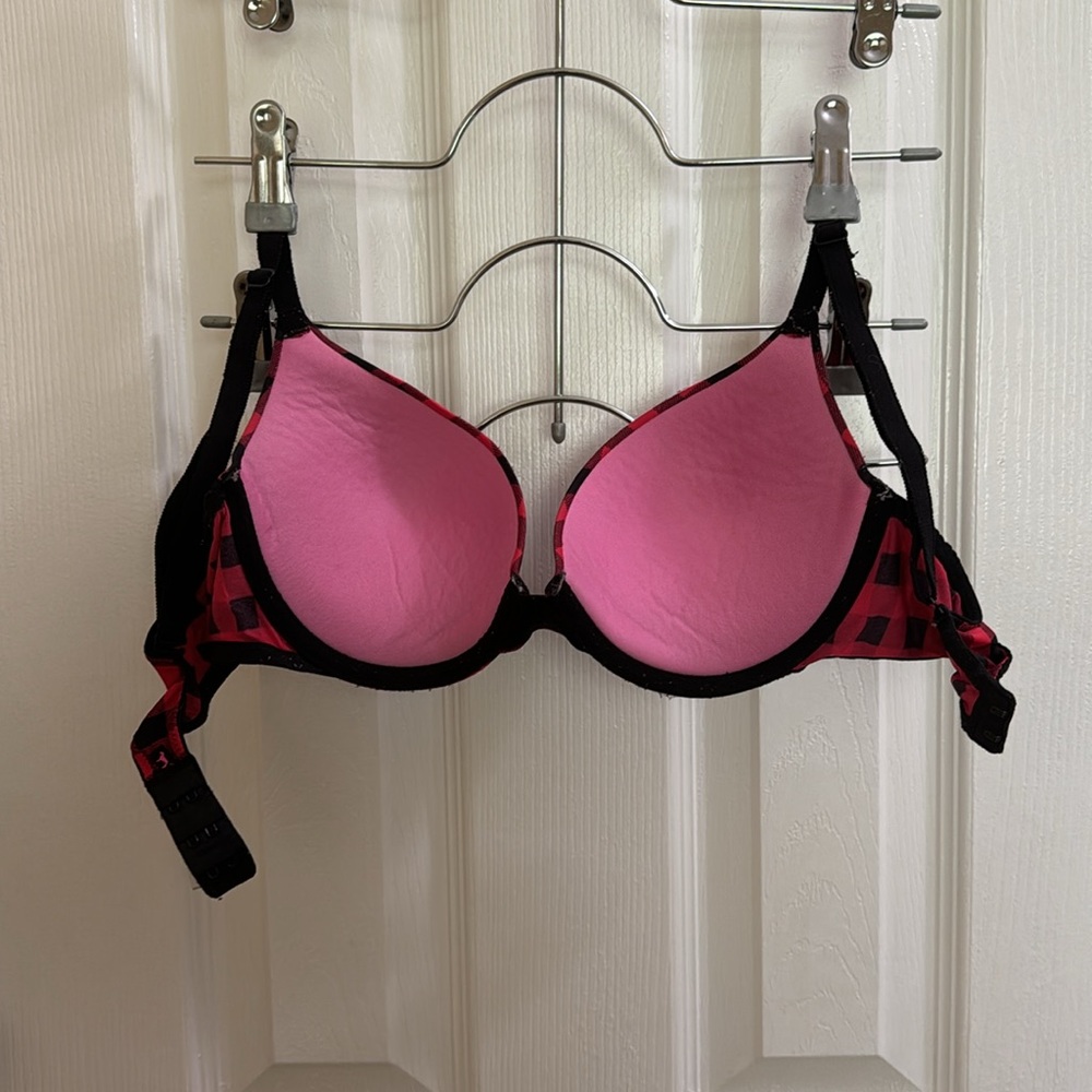 VS Pink plaid print push up bra size 34C - Picture 2 of 4